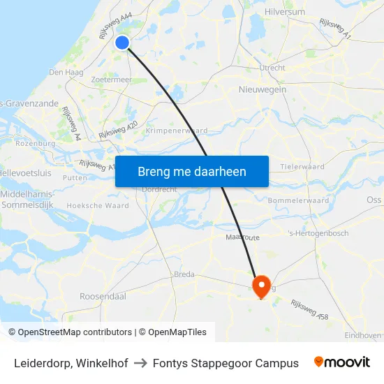 Leiderdorp, Winkelhof to Fontys Stappegoor Campus map