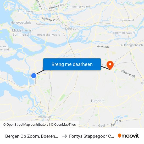 Bergen Op Zoom, Boerenverdriet to Fontys Stappegoor Campus map