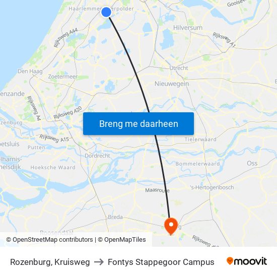 Rozenburg, Kruisweg to Fontys Stappegoor Campus map