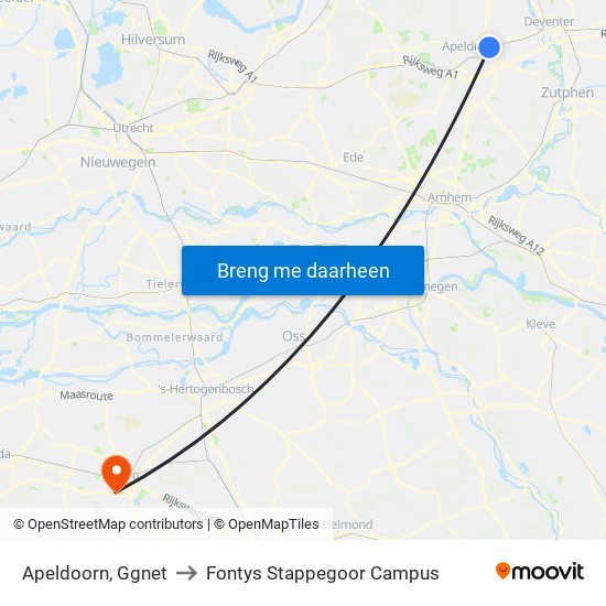 Apeldoorn, Ggnet to Fontys Stappegoor Campus map