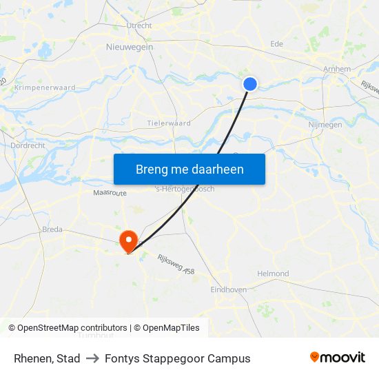 Rhenen, Stad to Fontys Stappegoor Campus map