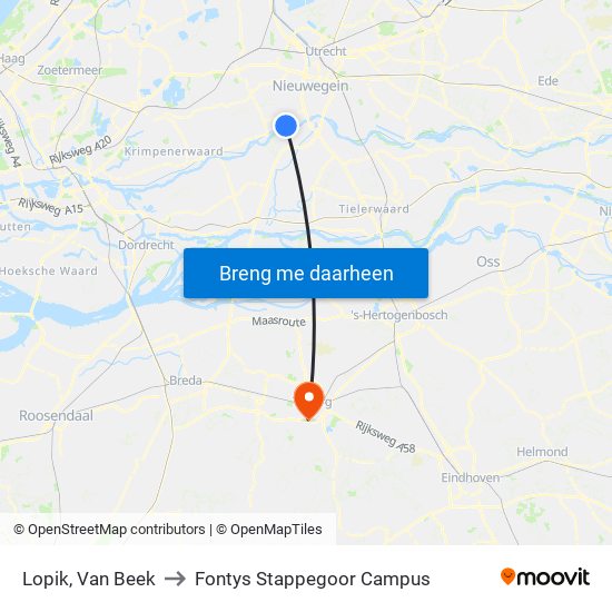 Lopik, Van Beek to Fontys Stappegoor Campus map