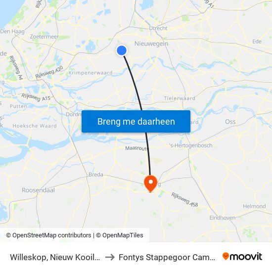 Willeskop, Nieuw Kooilust to Fontys Stappegoor Campus map