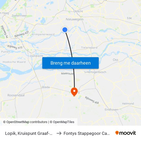 Lopik, Kruispunt Graaf-Oost to Fontys Stappegoor Campus map