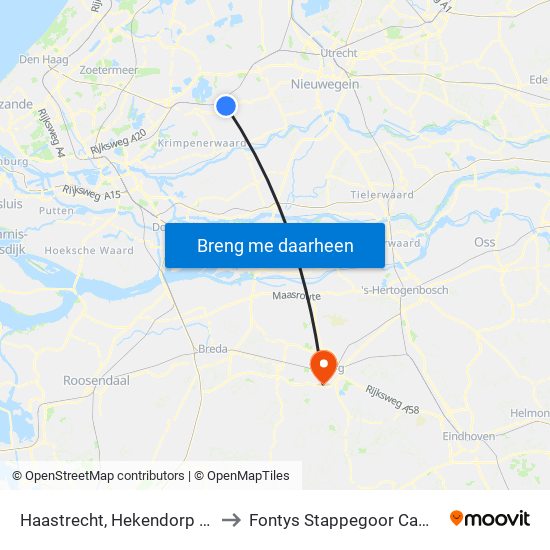 Haastrecht, Hekendorp Veer to Fontys Stappegoor Campus map