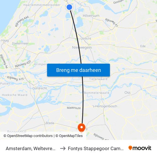 Amsterdam, Weltevreden to Fontys Stappegoor Campus map