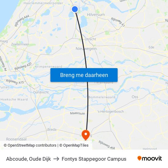 Abcoude, Oude Dijk to Fontys Stappegoor Campus map