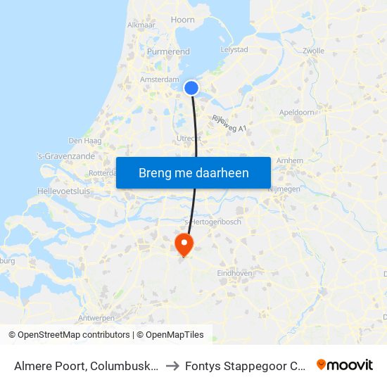 Almere Poort, Columbuskwartier to Fontys Stappegoor Campus map