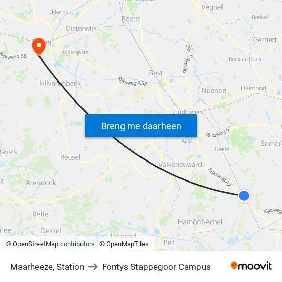 Maarheeze, Station to Fontys Stappegoor Campus map