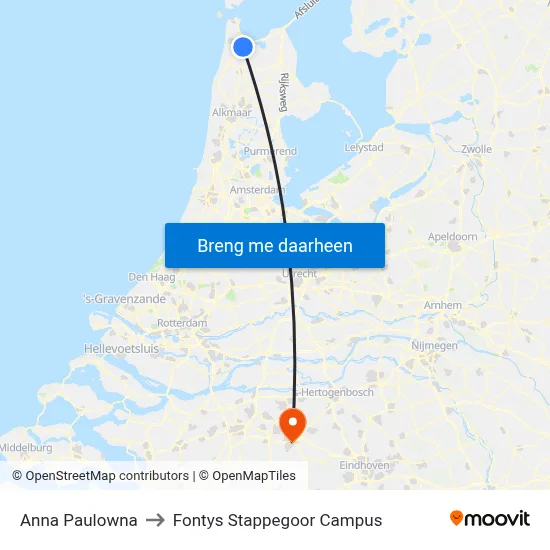 Anna Paulowna to Fontys Stappegoor Campus map