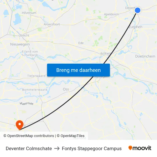 Deventer Colmschate to Fontys Stappegoor Campus map