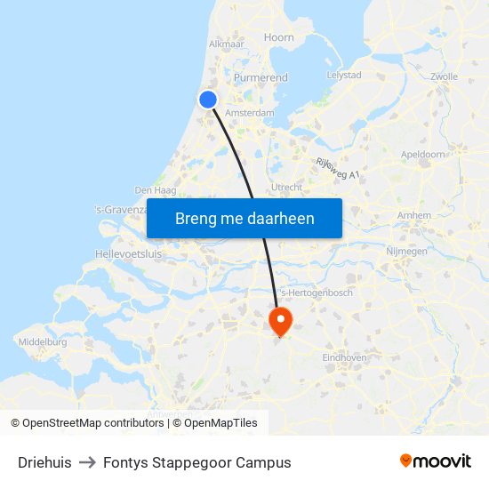Driehuis to Fontys Stappegoor Campus map