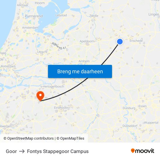 Goor to Fontys Stappegoor Campus map