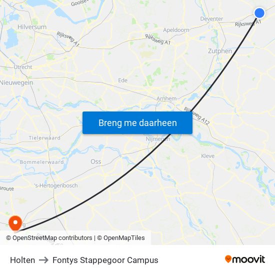 Holten to Fontys Stappegoor Campus map