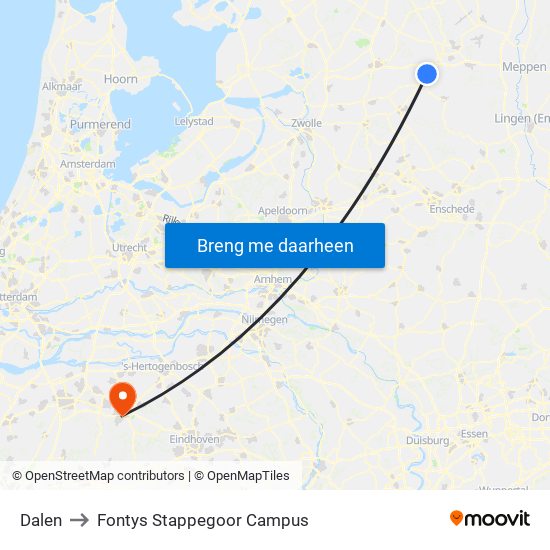 Dalen to Fontys Stappegoor Campus map