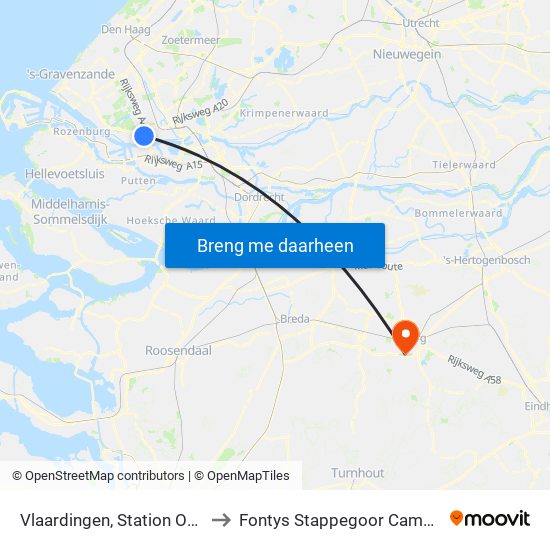 Vlaardingen, Station Oost to Fontys Stappegoor Campus map