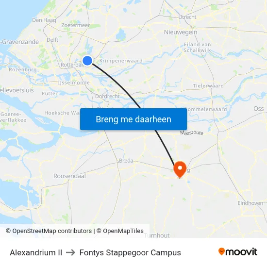 Alexandrium II to Fontys Stappegoor Campus map