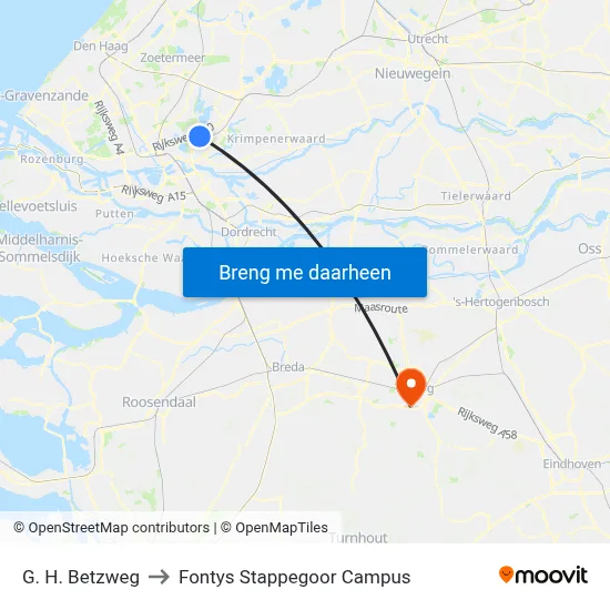 G. H. Betzweg to Fontys Stappegoor Campus map
