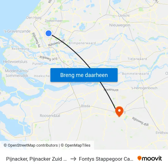 Pijnacker, Pijnacker Zuid Metro to Fontys Stappegoor Campus map