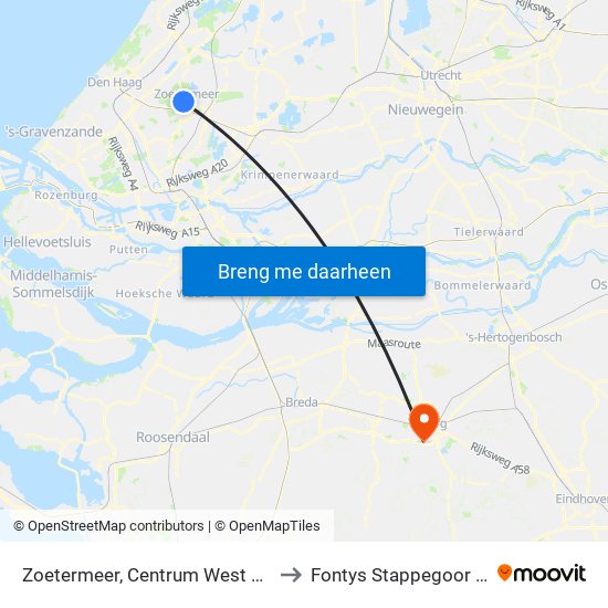 Zoetermeer, Centrum West Uitstaphalte to Fontys Stappegoor Campus map