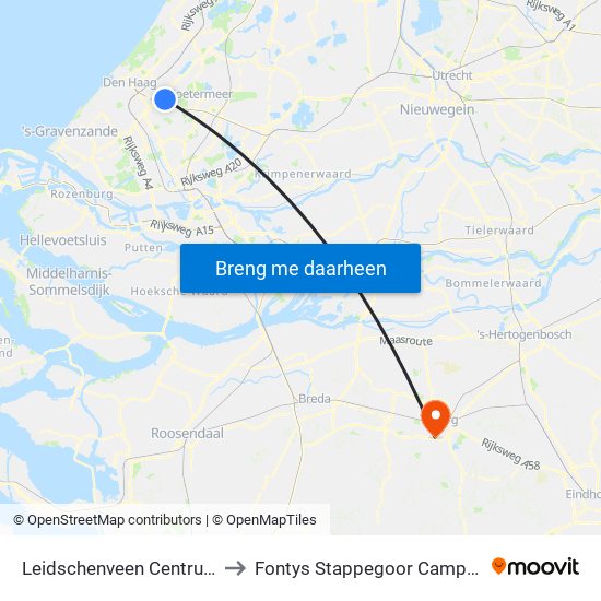 Leidschenveen Centrum to Fontys Stappegoor Campus map