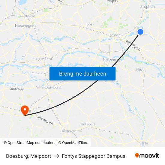 Doesburg, Meipoort to Fontys Stappegoor Campus map