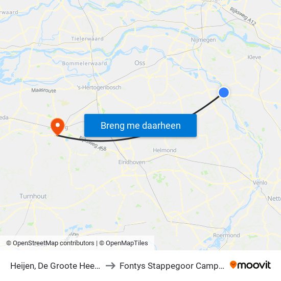 Heijen, De Groote Heeze to Fontys Stappegoor Campus map