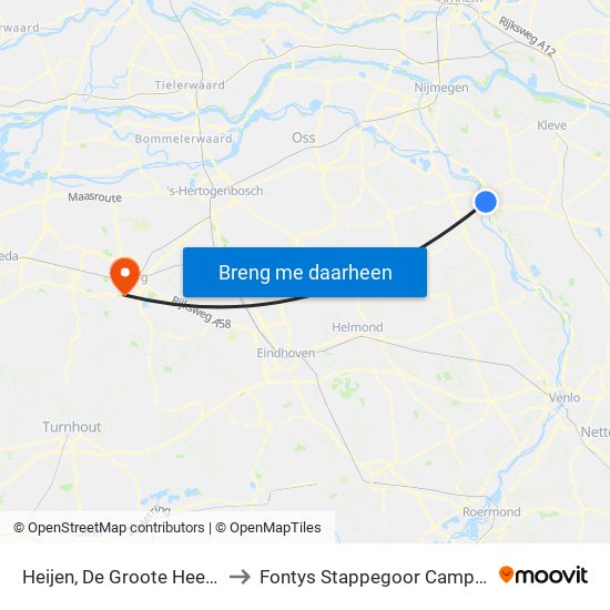 Heijen, De Groote Heeze to Fontys Stappegoor Campus map