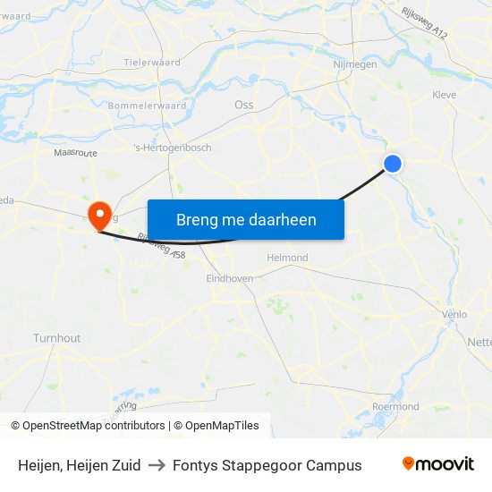 Heijen, Heijen Zuid to Fontys Stappegoor Campus map