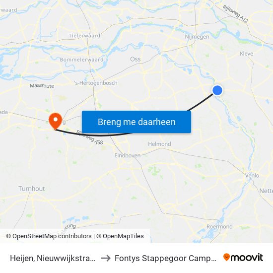Heijen, Nieuwwijkstraat to Fontys Stappegoor Campus map