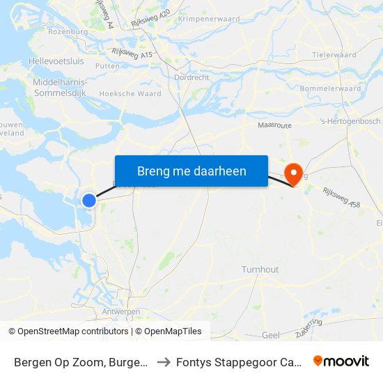 Bergen Op Zoom, Burgerhout to Fontys Stappegoor Campus map