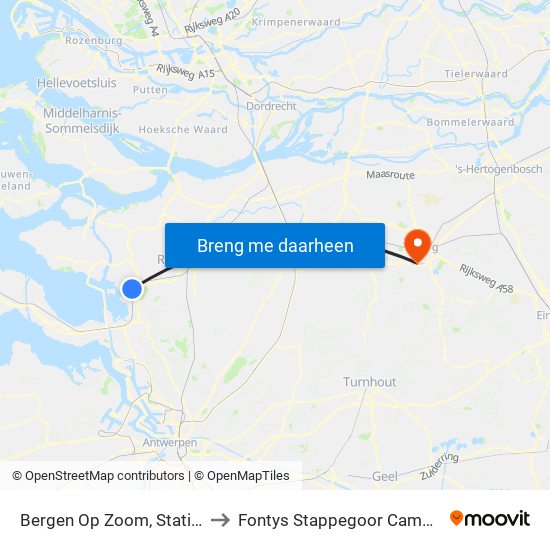 Bergen Op Zoom, Station to Fontys Stappegoor Campus map