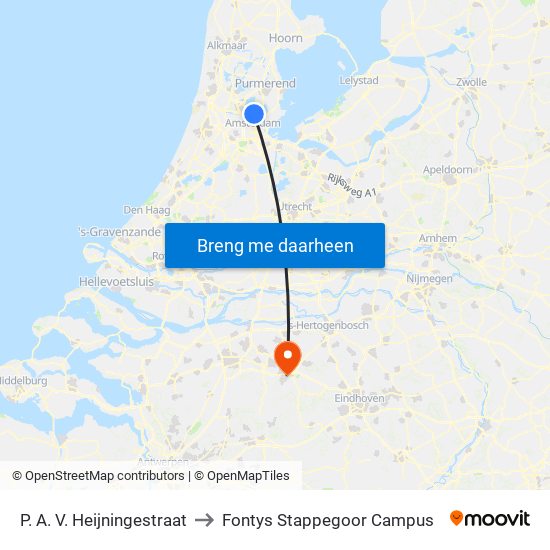 P. A. V. Heijningestraat to Fontys Stappegoor Campus map