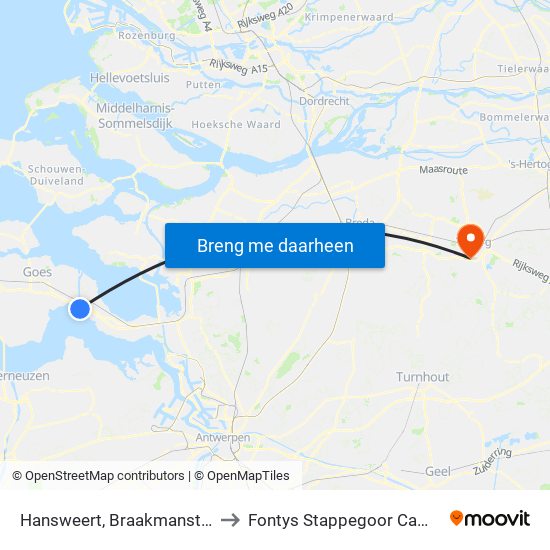 Hansweert, Braakmanstraat to Fontys Stappegoor Campus map