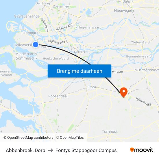 Abbenbroek, Dorp to Fontys Stappegoor Campus map