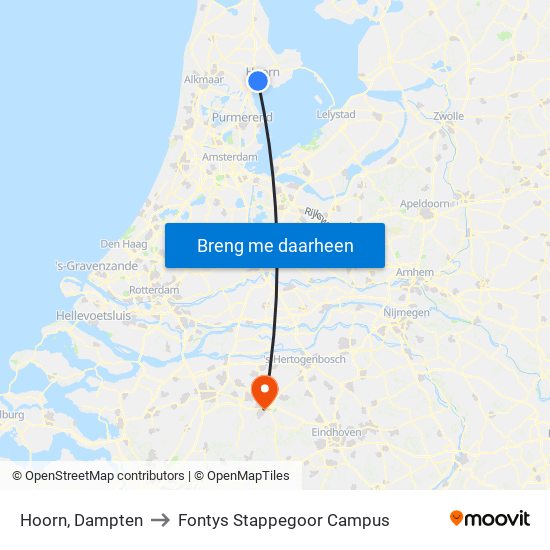 Hoorn, Dampten to Fontys Stappegoor Campus map