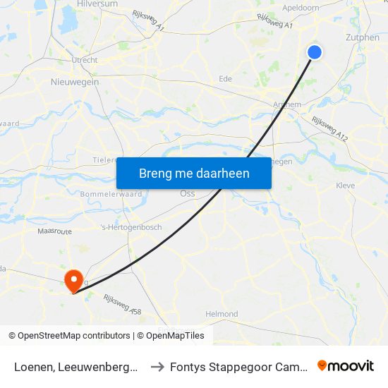 Loenen, Leeuwenbergweg to Fontys Stappegoor Campus map