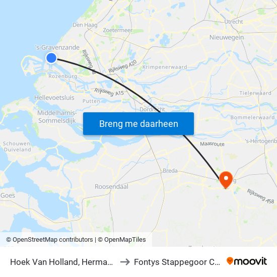 Hoek Van Holland, Herman Visser to Fontys Stappegoor Campus map