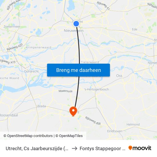 Utrecht, Cs Jaarbeurszijde (Perron C1) to Fontys Stappegoor Campus map