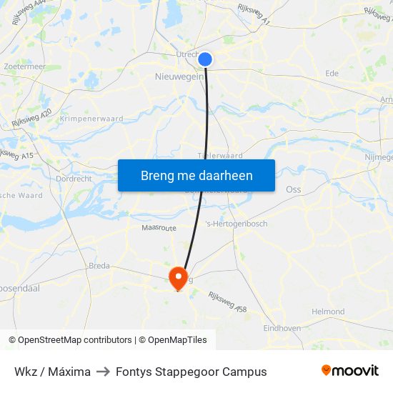 Wkz / Máxima to Fontys Stappegoor Campus map