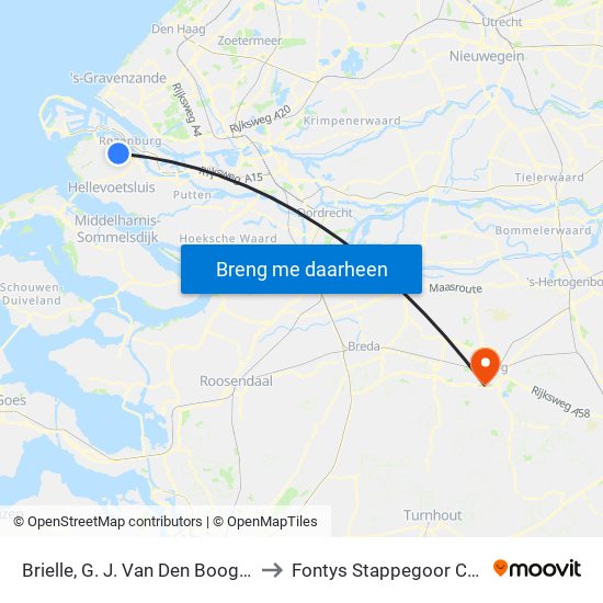 Brielle, G. J. Van Den Boogerdweg to Fontys Stappegoor Campus map