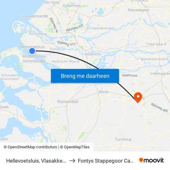 Hellevoetsluis, Vlasakkerlaan to Fontys Stappegoor Campus map