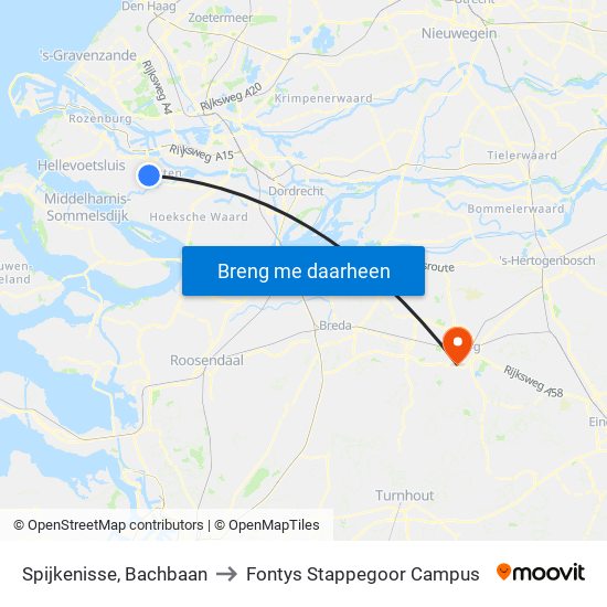 Spijkenisse, Bachbaan to Fontys Stappegoor Campus map