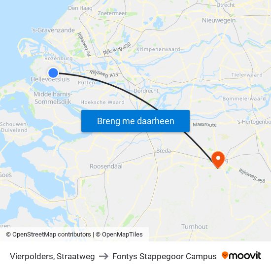 Vierpolders, Straatweg to Fontys Stappegoor Campus map