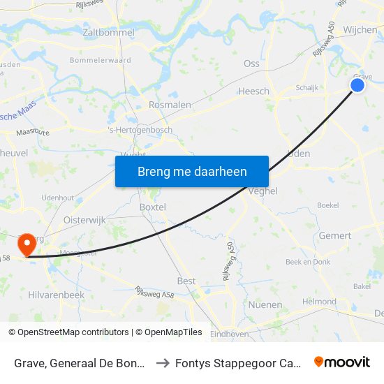 Grave, Generaal De Bonsweg to Fontys Stappegoor Campus map