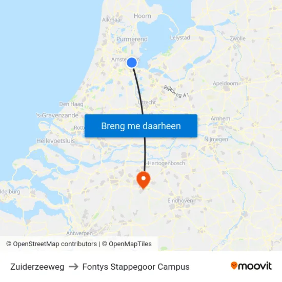 Zuiderzeeweg to Fontys Stappegoor Campus map