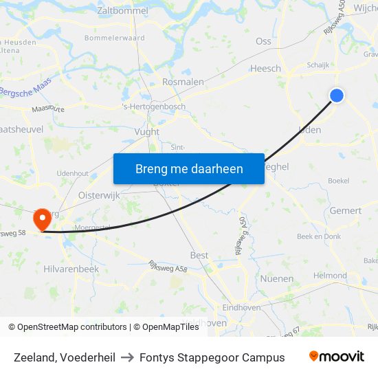 Zeeland, Voederheil to Fontys Stappegoor Campus map