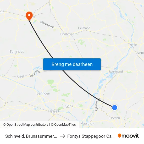 Schinveld, Brunssummerstraat to Fontys Stappegoor Campus map