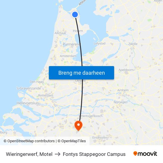 Wieringerwerf, Motel to Fontys Stappegoor Campus map