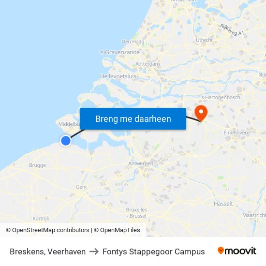 Breskens, Veerhaven to Fontys Stappegoor Campus map